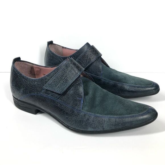 John Fluevog Men’s McQueen Loafers Navy Blue Shoes Style & Grace Size 9 - Picture 1 of 12